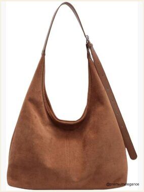 Slouchy Suede Hobo Bag Faux Leather Tote Shoulder Work Bag